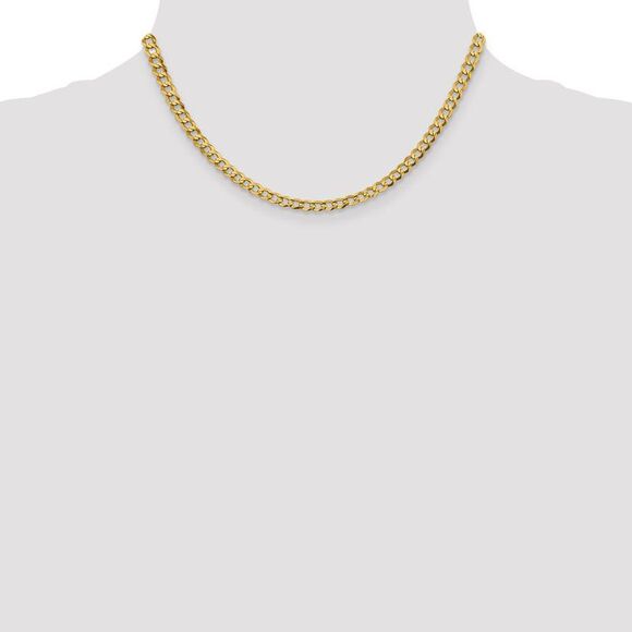 4.75mm 14K Yellow Gold Solid Light Flat Curb Chain Necklace, 16 Inch - Picture 2 of 7